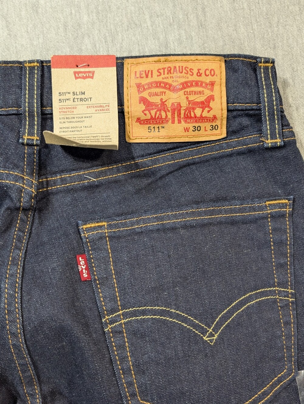 Levi's 511 Slim Fit Jeans Men's 30 X 30 Dark Wash Blue NWT - Picture 9 of 13